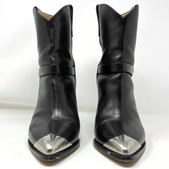 Isabel Marant Lamsy Leather Western Ankle Boots Black Size 40 - Picture 5 of 12